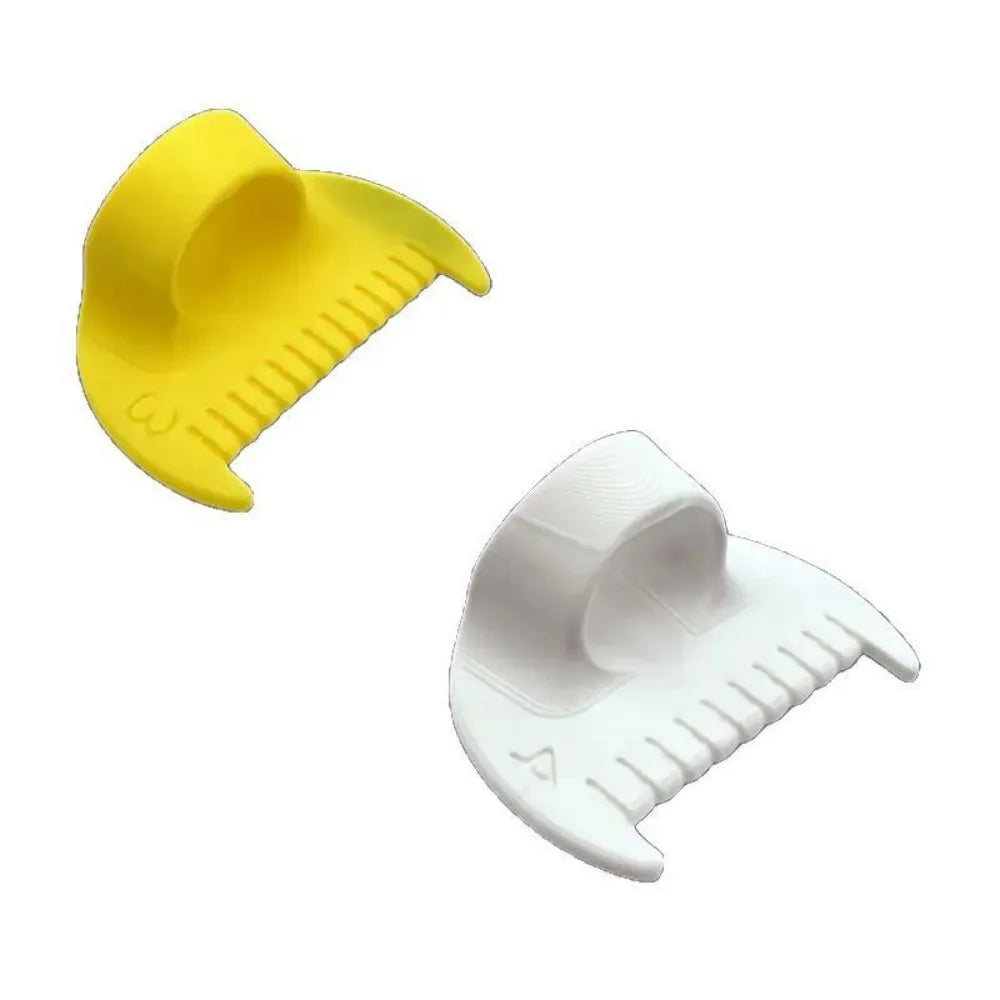 Yellow hand sewing edge lockstitch stencil kit showing a template for stitching.