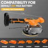 Herramienta de nivelación por vibración de azulejos en naranja y negro con soporte de batería para compatibilidad Dewalt 20V.