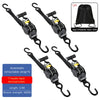 Four black automatic retractable T-handle electroforesis straps with 3.3m length and 680KG tensile strength
