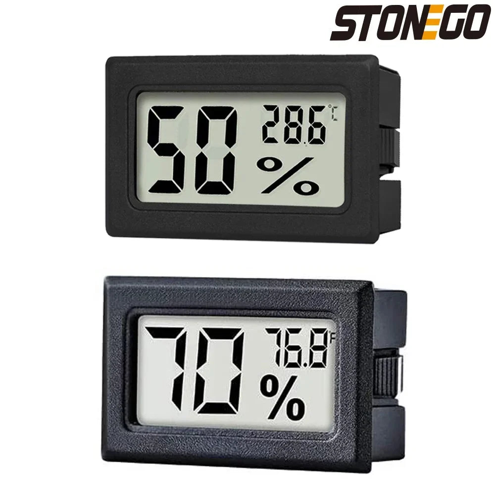 A black digital thermometer and hygrometer displaying 50 degrees and 286 percent.