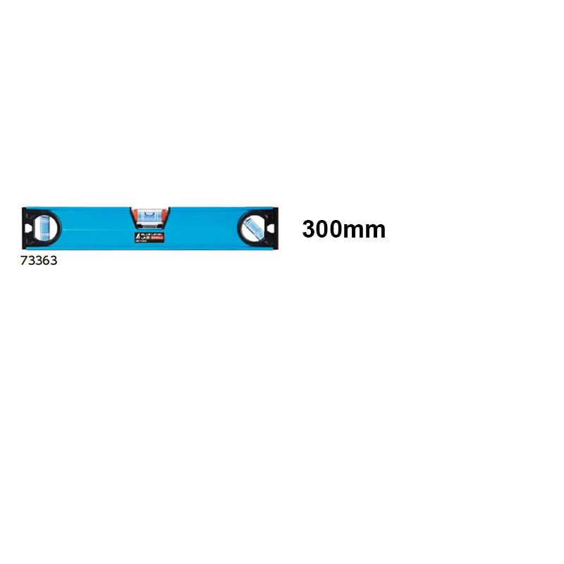 A horizontal precision bubble level ruler measuring 300mm with alignment markings.