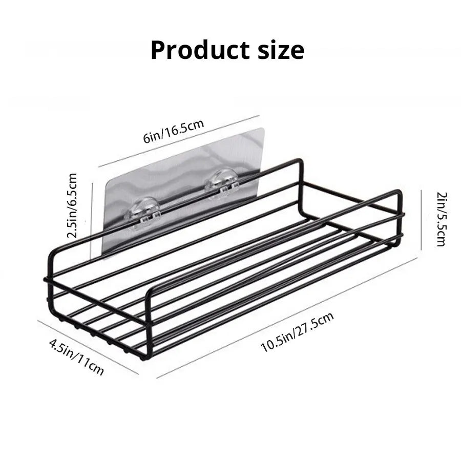 Estantes de baño metálicos de pared con bandeja rectangular y múltiples rejillas de alambre
