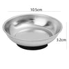 Silberne magnetische Teile-Organizer mit 10,5 cm Durchmesser und 3,2 cm Höhe.