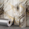 Rouleau d'autocollants muraux imitation marbre avec veinures blanches et dorées sur fond gris