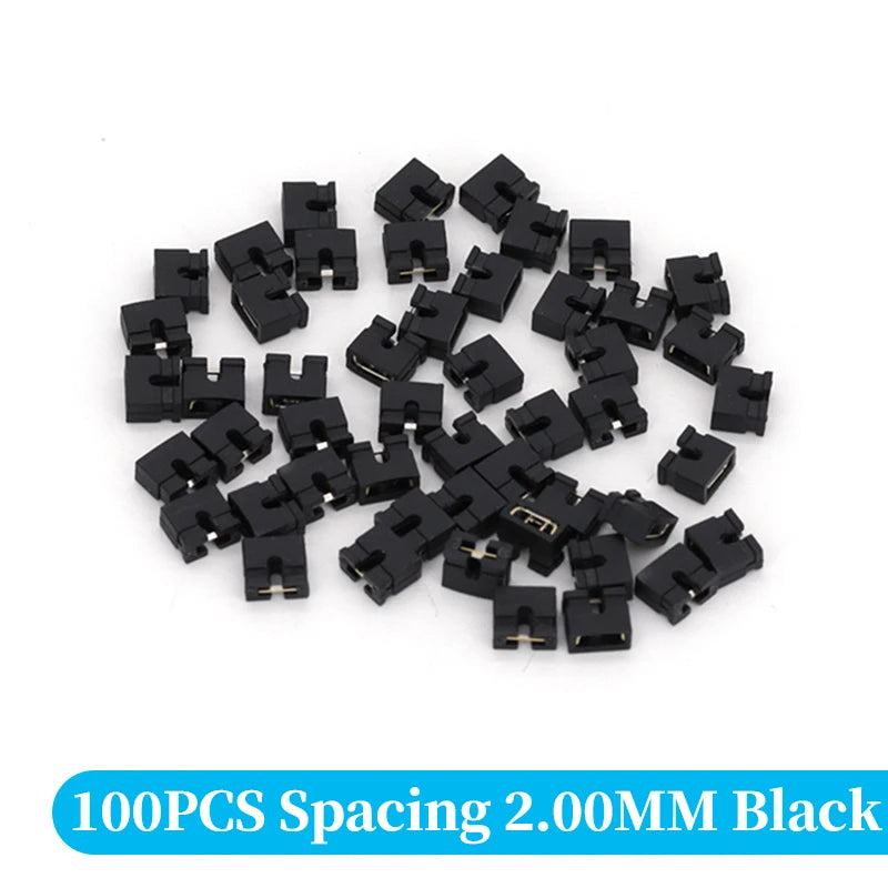 100 pieces of black spacing jumper cap connectors with 2.00mm spacing
