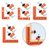 Set of orange 90 degree precision corner clamps for woodworking