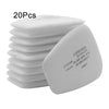 A stack of 20 high-performance dust filter cotton masks for gas masks, showing the mask side.