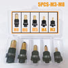 A clear plastic case containing five M3-M8 riveting tool bits for various nuts.