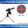 A black portable cross laser module with a red cross pattern, designed for accurate alignment.