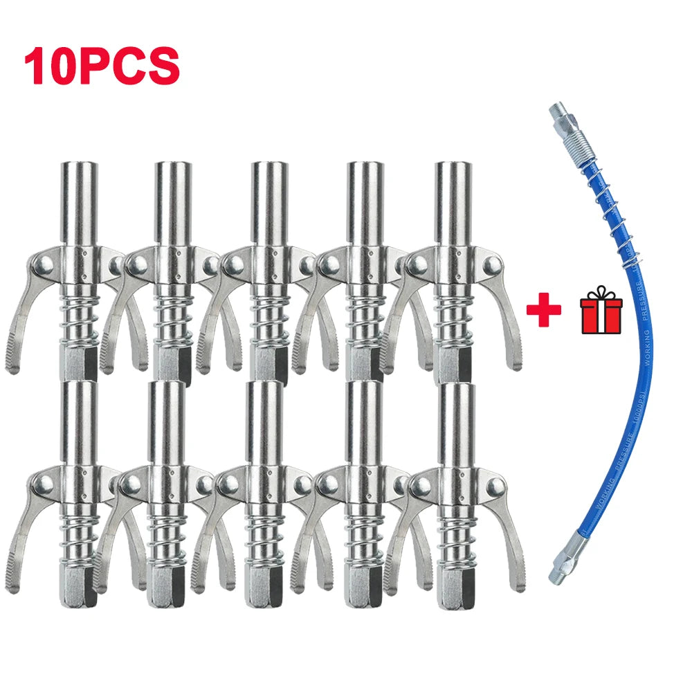 Ten pieces of high-pressure grease gun tips and fittings for automotive and mechanical tools
