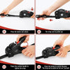 Step-by-step instructions showing how to use and operate heavy duty retractable ratchet straps for cargo securing.