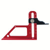 A red precision depth gauge with a graduated scale and angle markings for measuring depth.