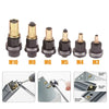 A set of precision rivet nuts in various sizes M3 to M10, shown with close-up views of the threaded inserts.