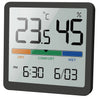 A digital indoor thermometer and hygrometer display showing 23.5 degrees Celsius, humidity, time 6:30 PM, and date 6/03.