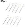 A set of ten precision multi-purpose eyeglass repair screwdrivers with metal loops.