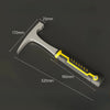 A gray forged geological rock pick hammer shown from the side with dimensions marked.