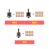 Set of M3, M4, and M5 precision rivet nuts with installation tools displayed separately.