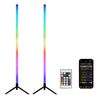 A tall, slender RGB LED corner floor lamp with a colorful gradient light display.