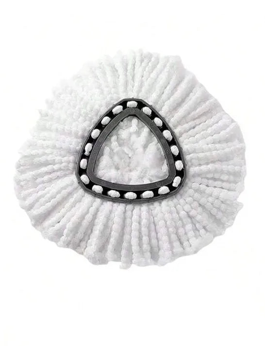 White fibrous brush head with a black triangular insert for a replacement mop set.
