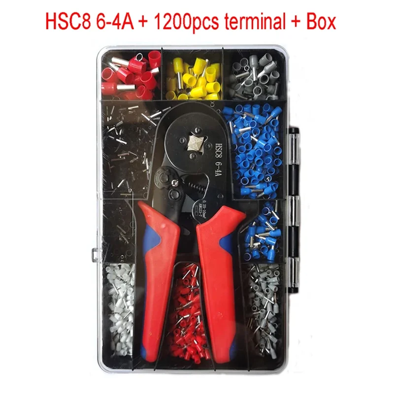 A box containing an HSC8 6-4A crimping terminal set with 1200 pieces of terminals and a box.