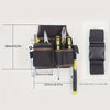 A dark brown multifunctional tool storage belt bag with a knife and various tools inside.