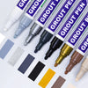 Un set de marqueurs à joint multi-couleurs avec diverses nuances, y compris violet, vert et brun.