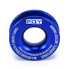 Blue heavy duty synthetic recovery shackle with a square-head design and performance marking