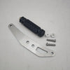 Silberner CNC-Fußverschluss mit schwarzem Gewindespindel und zwei kleinen Schrauben.