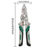 A pair of silver and green multifunctional foldable wire stripper pliers shown against a white background.