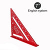 A red precision aluminum triangle ruler used for angle measuring, labeled as an English system tool.