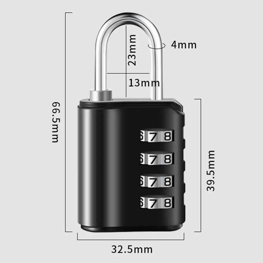 A black heavy duty combination lock with a silver shackle and a keypad for luggage and storage.