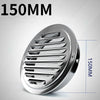 A round stainless steel air vent grille with parallel slats, shown in a close-up view.