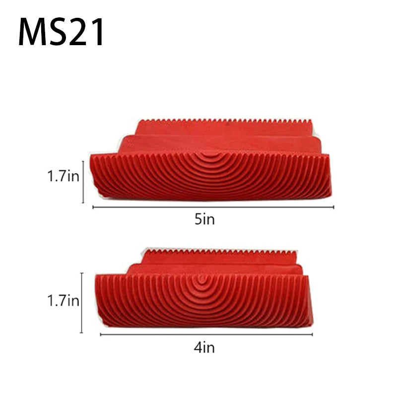 A red wood grain texture painting tool set with a serrated edge, shown in two different lengths.