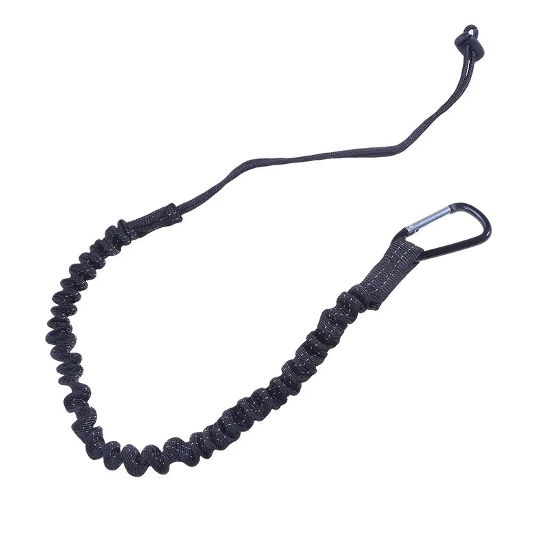 Black adjustable elastic tow rope with a hook end for mountain biking
