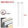 Silver 50cm 3-in-1 LED light bar with Type-C connection and motion sensor features