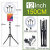 Anillo de luz profesional multifuncional con trípode, incluye soporte para iPad y soporte de luz de 150 cm.