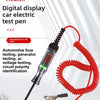 Un stylo de test électrique pour voiture numérique avec un cordon rouge et une pince, sur fond blanc.