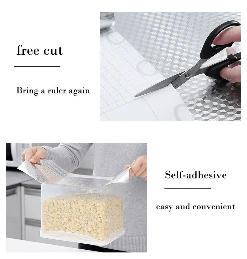Image showing a self-adhesive aluminum foil contact sheet being used for kitchen or home decor.