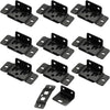 Set of heavy-duty black corner brackets for furniture joints.