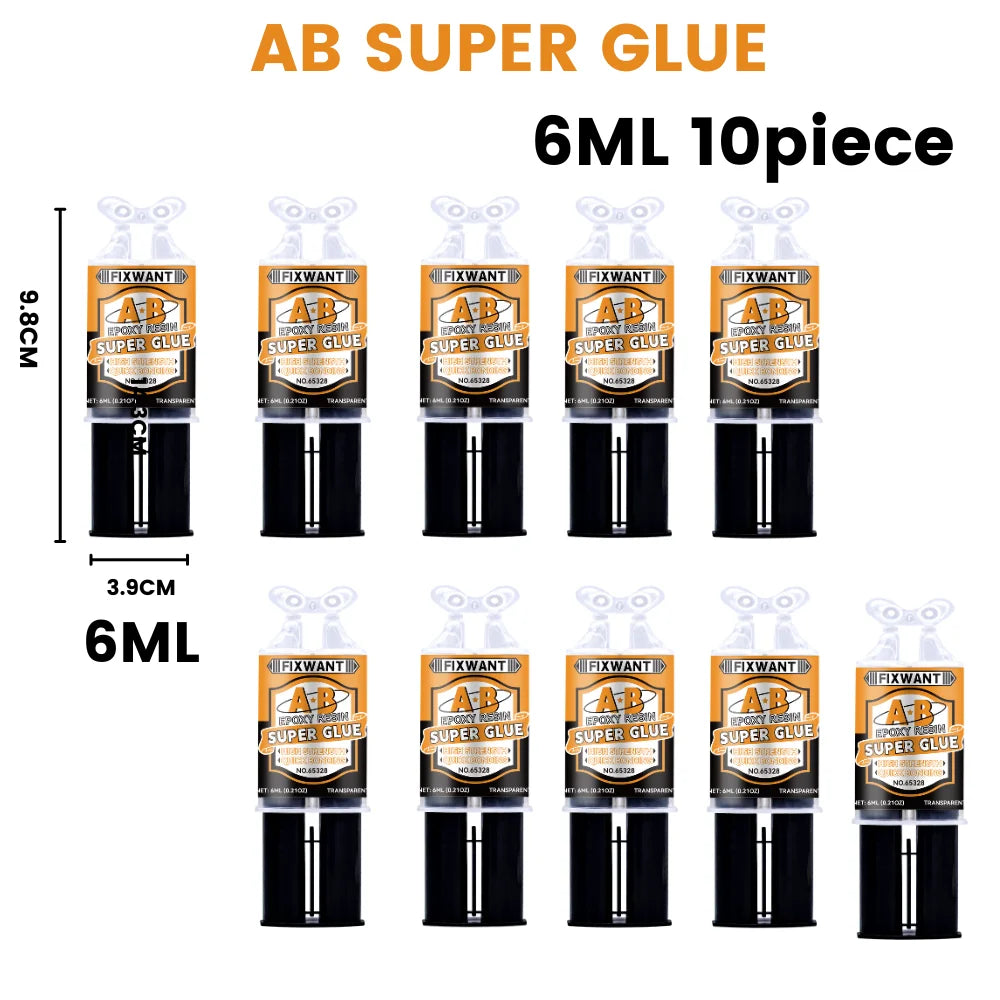 A set of ten 6ML AB Super Glue tubes packaged for epoxy resin adhesive.
