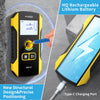 A yellow F-NIRS rechargeable lithium battery device is shown with a finger pointing to the display, highlighting its new stru