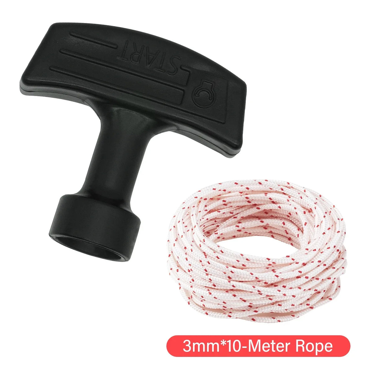 Cuerda de inicio negra para retroceso, de 3 mm de grosor y 10 metros de largo, enrollada para usar con motosierra o recortado