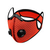 Orange ergonomische, verstellbare Schutzmaske mit Staubfilter und schwarzen Akzenten.
