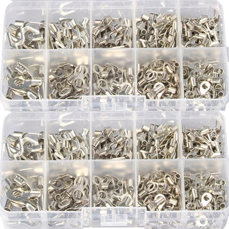 Assortiment-Kit aus Messingring, Zange und Komponenten in klarem Kunststoffbehälter
