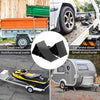 A collection of heavy-duty tire chocks and related vehicle safety equipment including trailers, a car breakdown setup, and a 