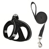 Black reflective mesh harness and leash set for cats