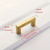 A brass cabinet pull shown with dimensions including 12mm thickness and various measurements.