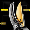 Close-up of a pair of professional metal pruning shears featuring an SK-5 Alloy Steel blade and handle.