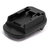Black battery adapter for converting Milwaukee tools to Dewalt tools