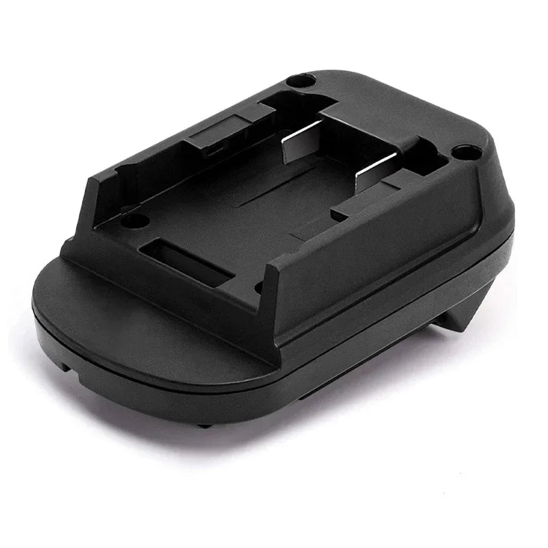 Black battery adapter for converting Milwaukee tools to Dewalt tools